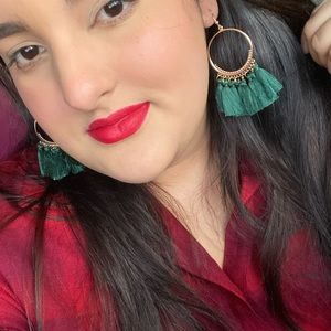 Green tassel earrings
